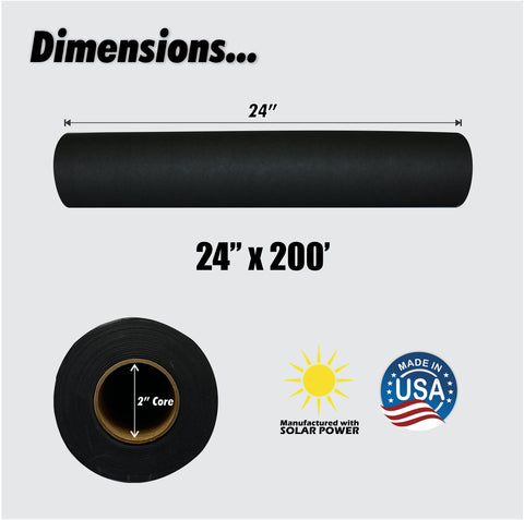 Black Kraft Paper Roll | 24" x 200’ (2,400”) | Best Colored Paper for Art & Crafts, Bulletin Boards, Gift Wrapping, Table Runner, and Decorations - 0