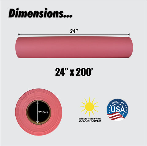 Pink Kraft Paper Roll | 24" x 200’ (2,400”) | Best Colored Paper for Art & Crafts, Bulletin Boards, Gift Wrapping, Table Runner, and Decorations - 0