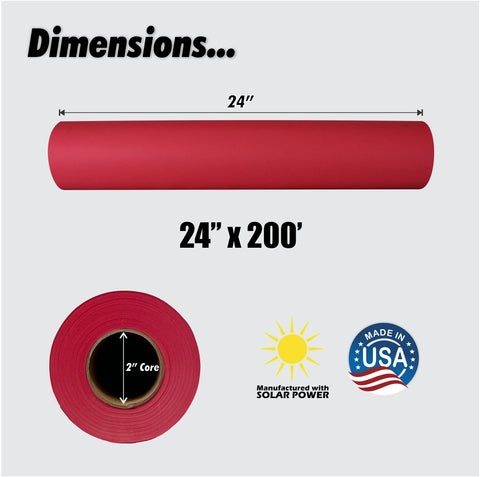 Red Kraft Paper Roll | 24" x 200’ (2,400”) | Best Colored Paper for Art & Crafts, Bulletin Boards, Gift Wrapping, Table Runner, and Decorations - 0