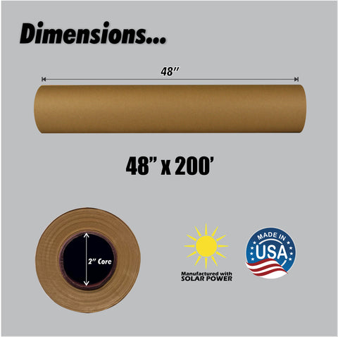 Brown Kraft Paper Roll | 48" x 200' (2400") | Best Paper for Gift Wrapping, Art & Crafts, Bulletin Boards, Packing, Table Runner, and Floor Covering | Made in USA - 0
