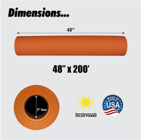 Orange Kraft Paper Roll | 48" x 200’ (2,400”) | Best Colored Paper for Art & Crafts, Bulletin Boards, Gift Wrapping, Table Runner, and Decorations - 0