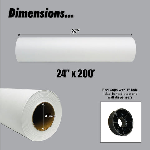 White Butcher Paper Roll - 24" x 200' (2,400 in) - Best Food Service Wrapping Paper for Smoking Meats, Crawfish Boil, or Table Runner | Uncoated & Unwaxed | | Made in USA - 0